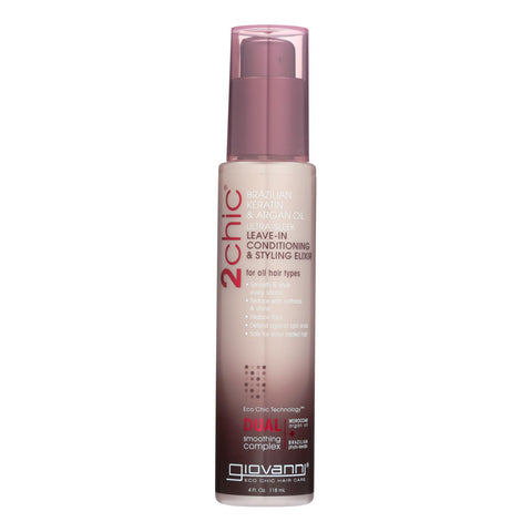 Giovanni 2chic Ultra-Sleek Leave-In Conditioning and Styling Elixir with Brazilian Keratin and Argan Oil - 4 fl oz