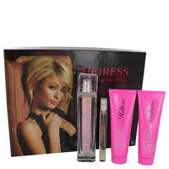 Paris Hilton Heiress by Paris Hilton Gift Set -- 3.4 oz Eau De Parfum Spay + .34 oz Mini EDP Pen Spray + 3 oz Body Lotion + 3 oz Shower Gel (Women)