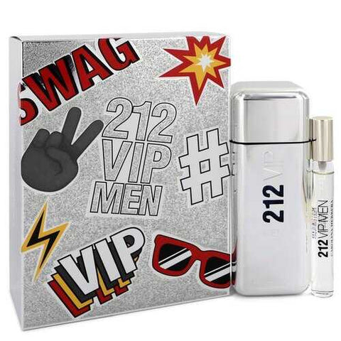 212 Vip by Carolina Herrera Gift Set -- 3.4 oz Eau De Toilette Spray + .34 oz Mini EDT Spray (Men)