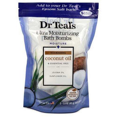 Dr Teal's Ultra Moisturizing Bath Bombs by Dr Teal's Five (5) 1.6 oz Moisture Rejuvinating Bath Bombs with Coconut oil Essential Oils Jojoba Oil Sunfower Oil (Unisex) 1.6 oz (Men)