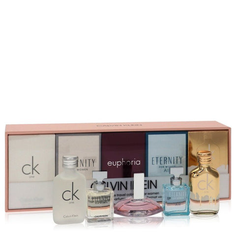 CK ONE by Calvin Klein Gift Set -- .33 oz Mini EDT CK One + .16 oz Mini EDP in Eternity for Women + .13 oz Mini EDP in Euphoria + .16 oz Mini EDP in Eternity Air + .33 oz Mini EDT in CK One Gold (Women)