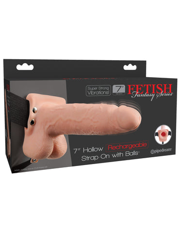 Fetish Fantasy Series 7 Inch Hollow Rechargeable Strap-on With Balls - Flesh