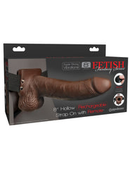 Fetish Fantasy Series 8 Inch Hollow Rechargeable Strap-on With Remote - Brown