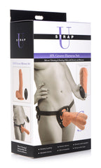 10x Groove Harness With Vibrating & Rotating Dildo - Flesh